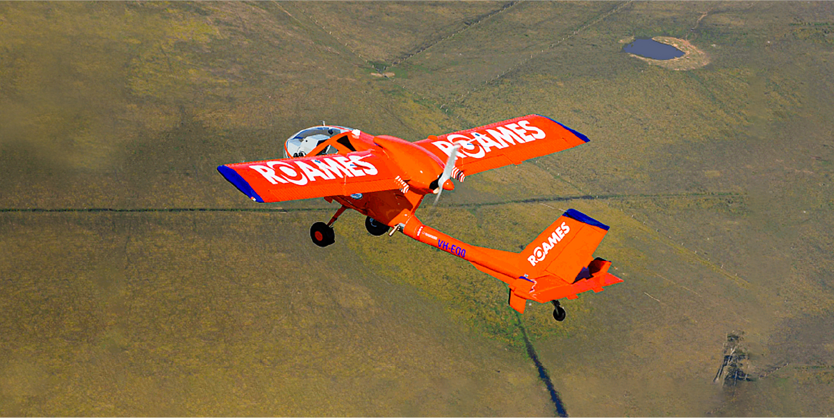 A ROAMES aircraft with the ROAMES logo and livery – a bright orange aeroplane – highly recognisable