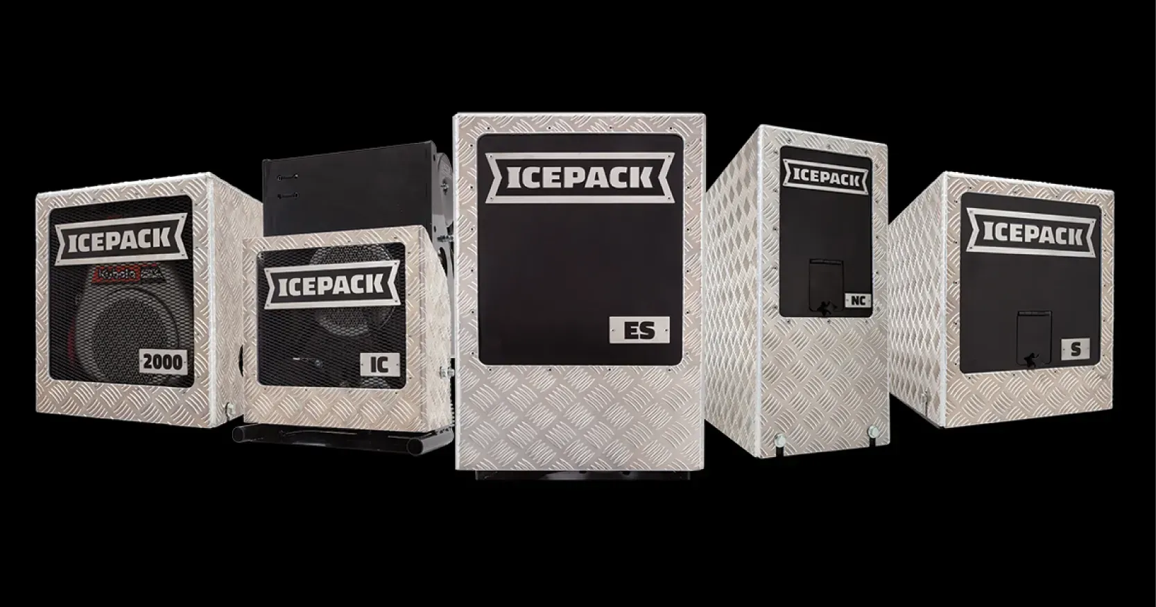 ICEPACK branded air conditioning units made by Haultech for truck sleeper cabins on a background