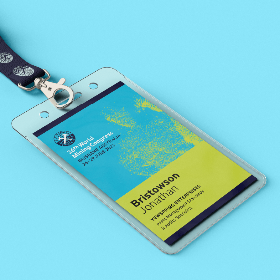 23rd World Mining Congress conference pass with event branding