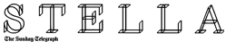 The word stella that is on a white background