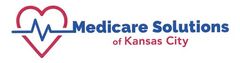 A logo for medicare solutions of kansas city with a heart and a heartbeat.