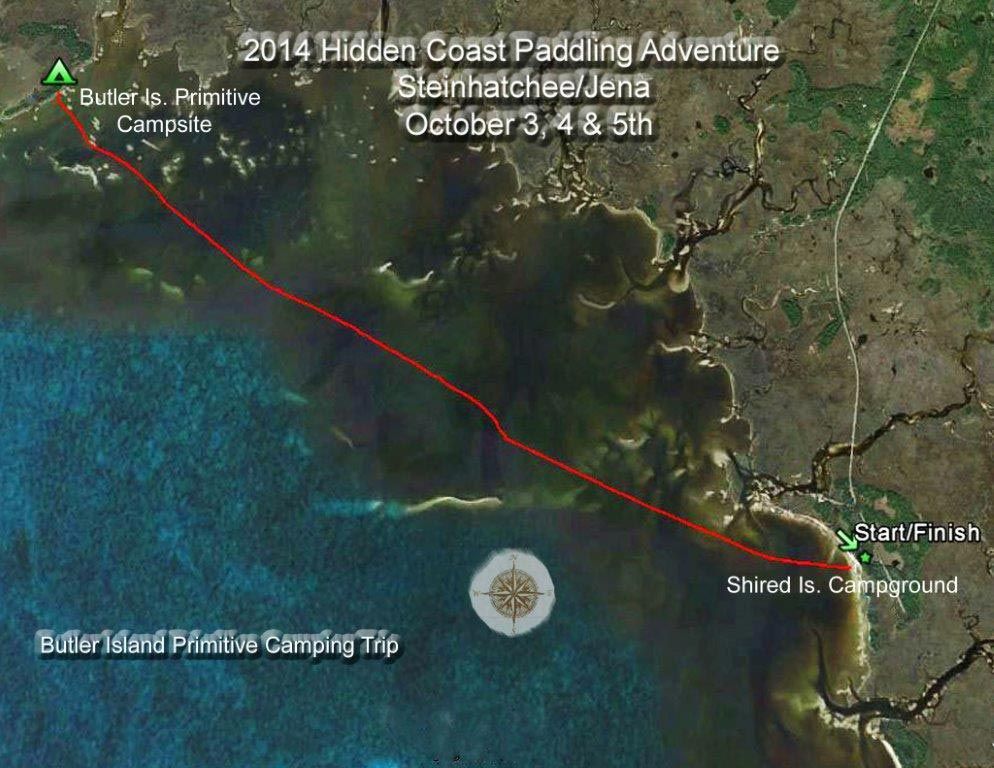 An aerial view of the 2014 hidden coast paddling adventure