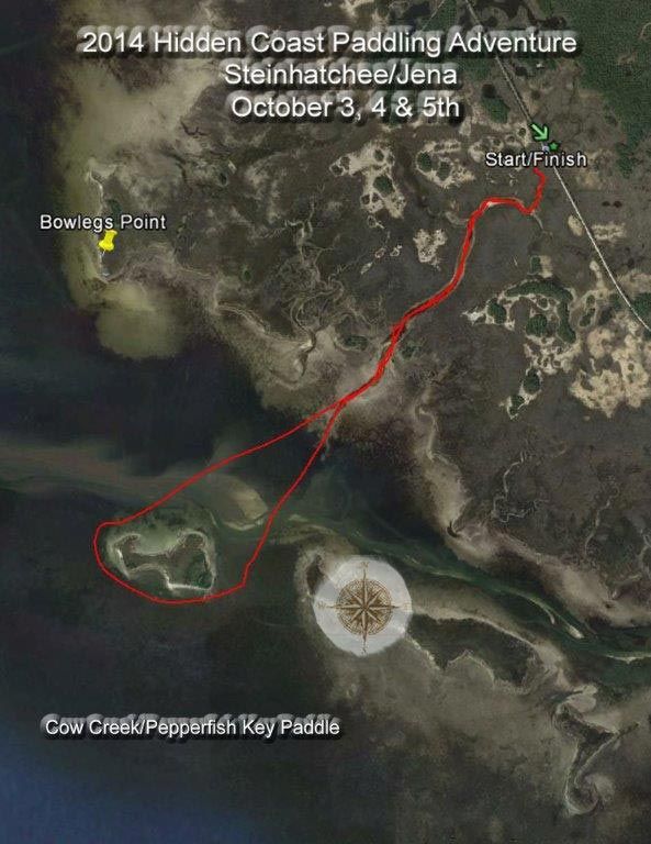 A map of the 2014 hidden coast paddling adventure