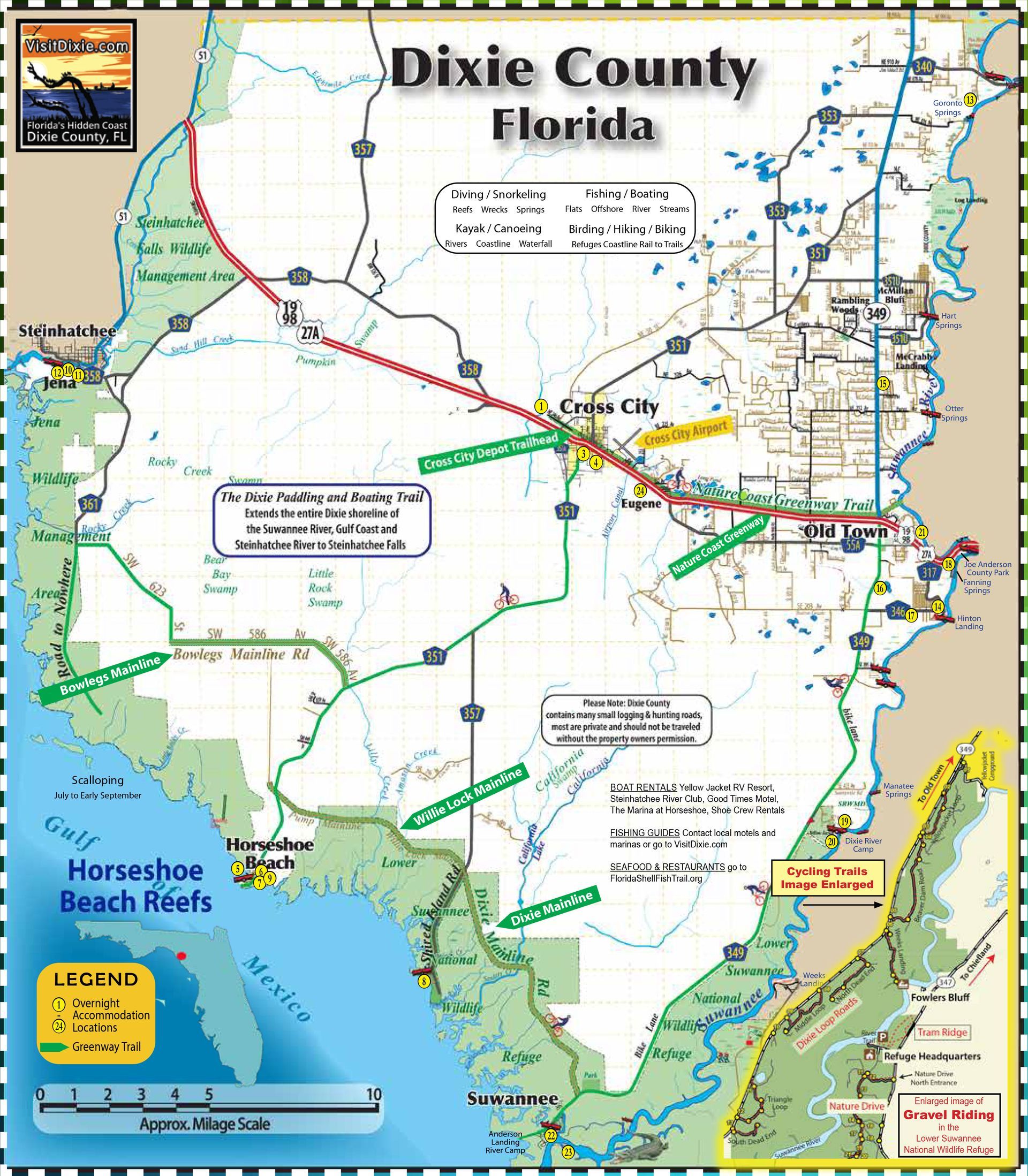 A map of dixie county Florida is shown
