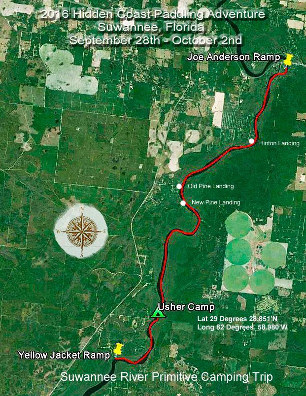 An aerial view of the suwannee river primitive camping trip