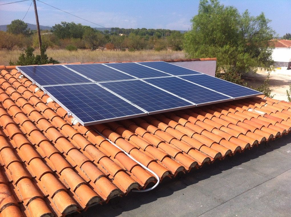 Solar panel on villa roof in Spain