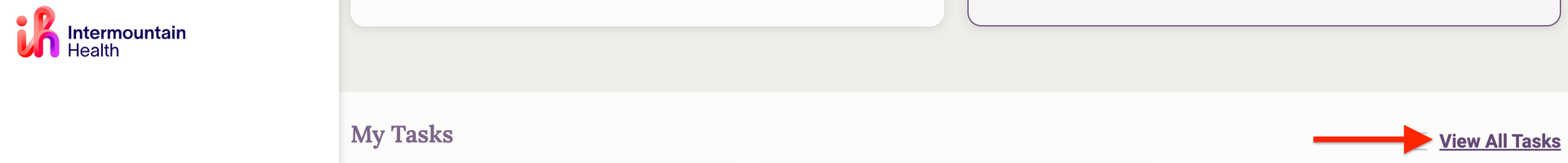 Screenshot of a webpage with a logo and a navigation bar. A right-facing arrow points at a text on the bottom.