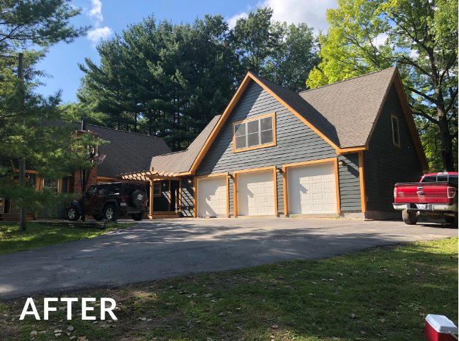 A picture of a house before and after being painted