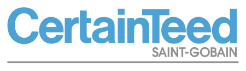 a blue and white logo for certainteed saint gobain