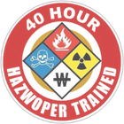a sticker that says 40 hour hazwoper trained