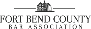 A black and white logo for fort bend county bar association