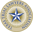The logo for the texas trial lawyers association with a blue star in the center.