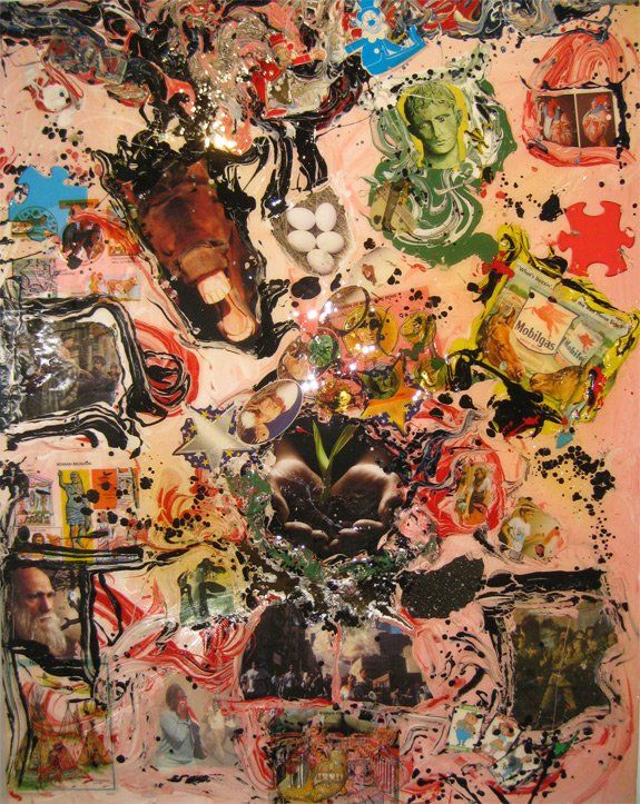 A painting with a bag of heinz mayonnaise on it