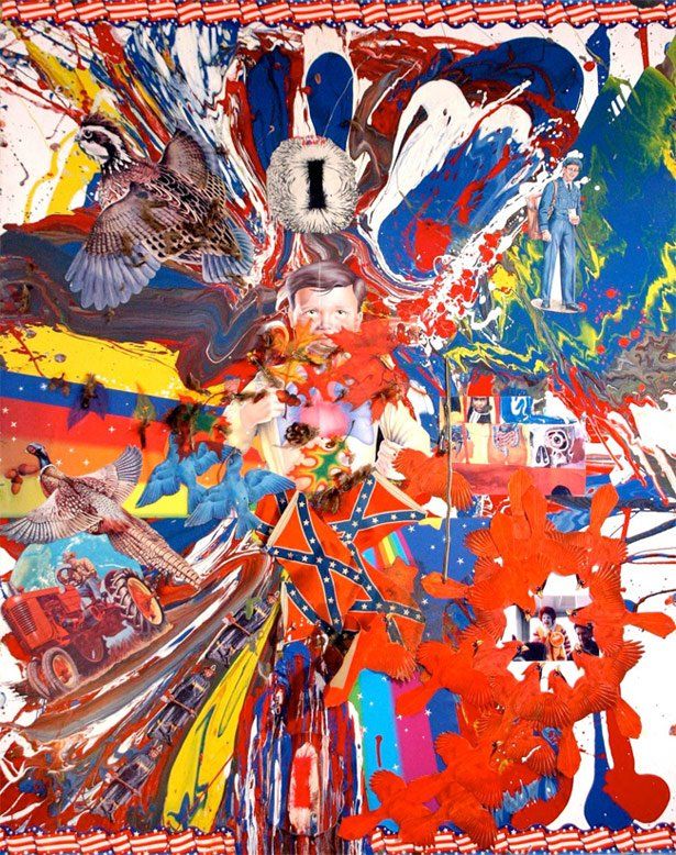 A colorful painting with a keyhole in the middle