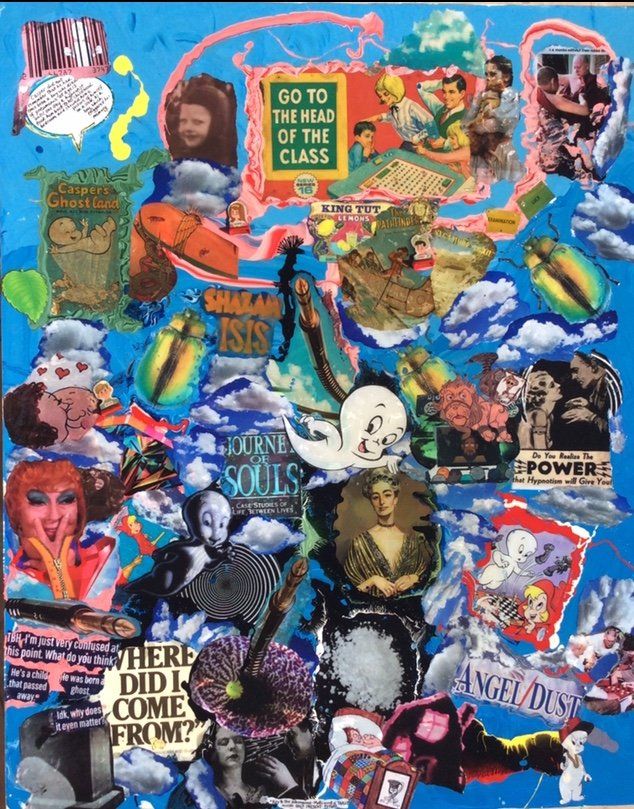 A collage with a green sign that says go to the head of the class