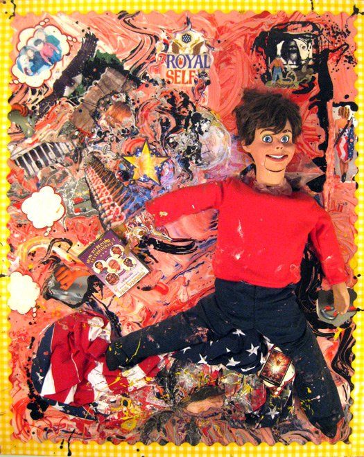 A painting of a boy with the words royal silk on the bottom