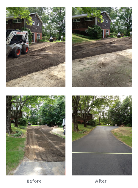 Before and after asphalt construction - Driveway Contractors & Construction in Middleboro, MA