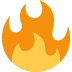 A cartoon illustration of a fire flame on a white background.