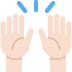 A pair of hands with blue rays coming out of them on a white background.