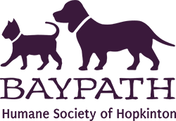The logo for the humane society of hopkinton shows a dog and a cat.