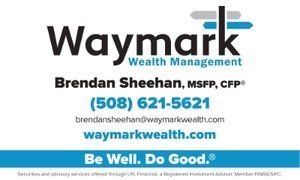 A waymark wealth management ad with a phone number