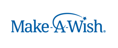 The make a wish logo is blue and has a star in the middle.