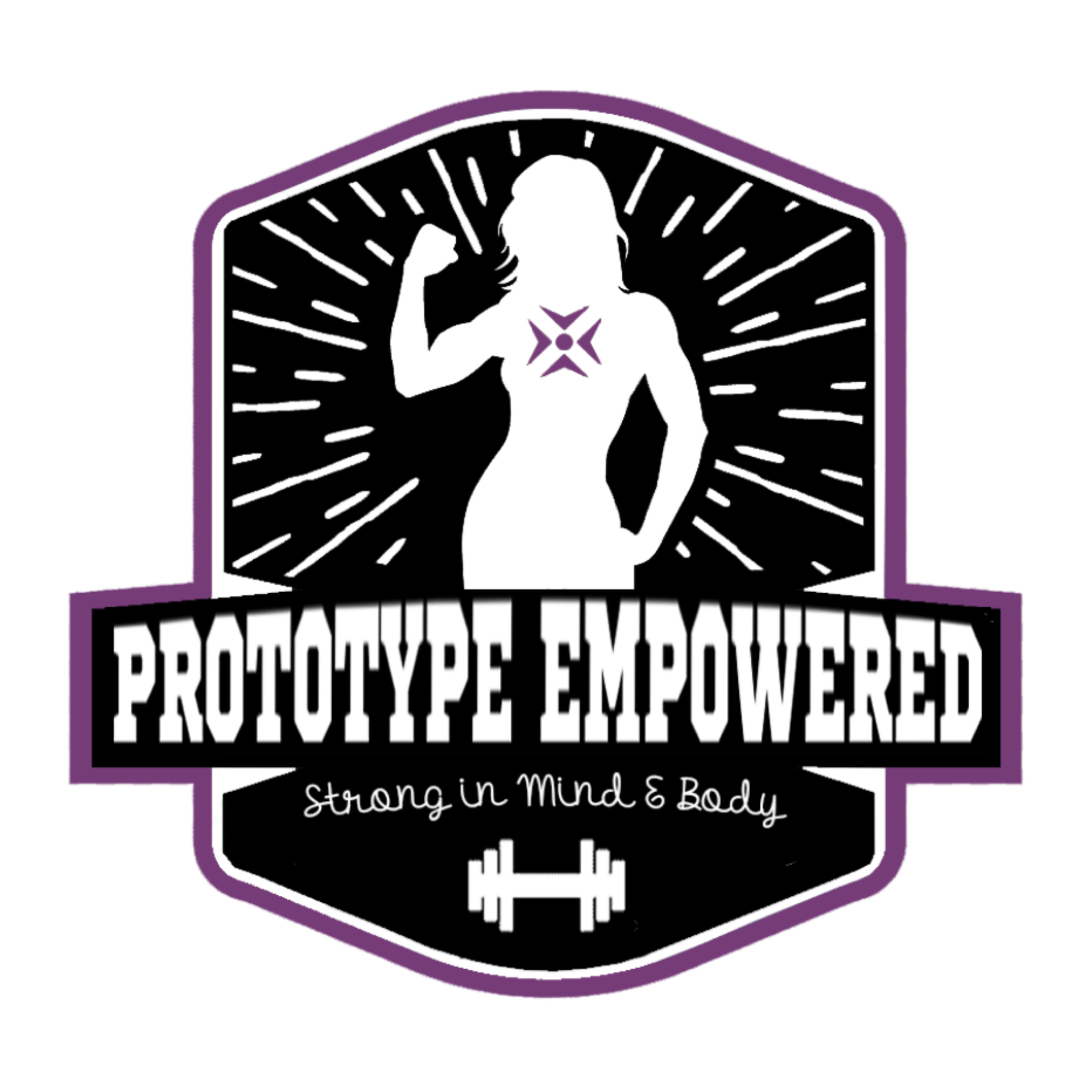 Alternate text A prototype empowered logo with a silhouette of a woman flexing her muscles.