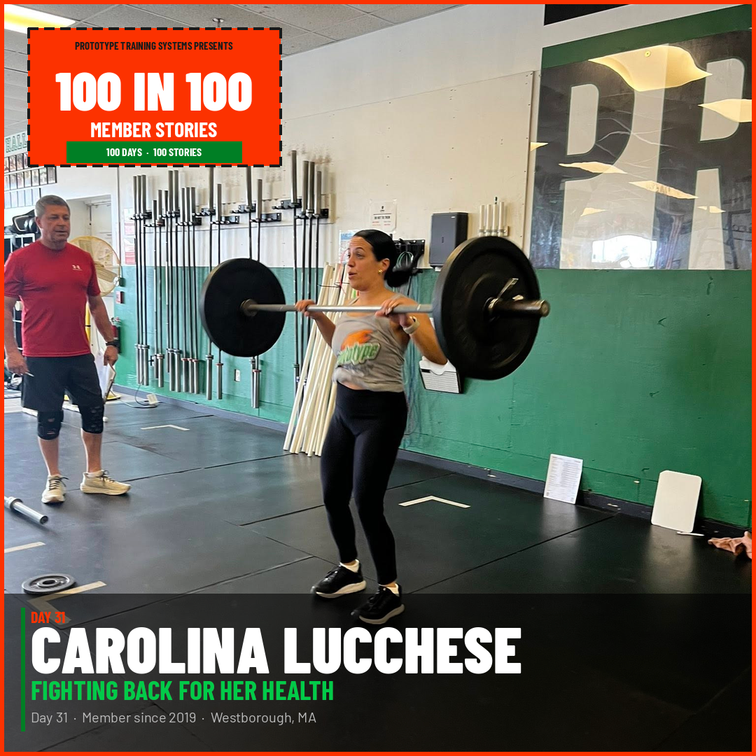 Carolina Lucchese lifting a barbell at Prototype Training Systems in Westborough, MA