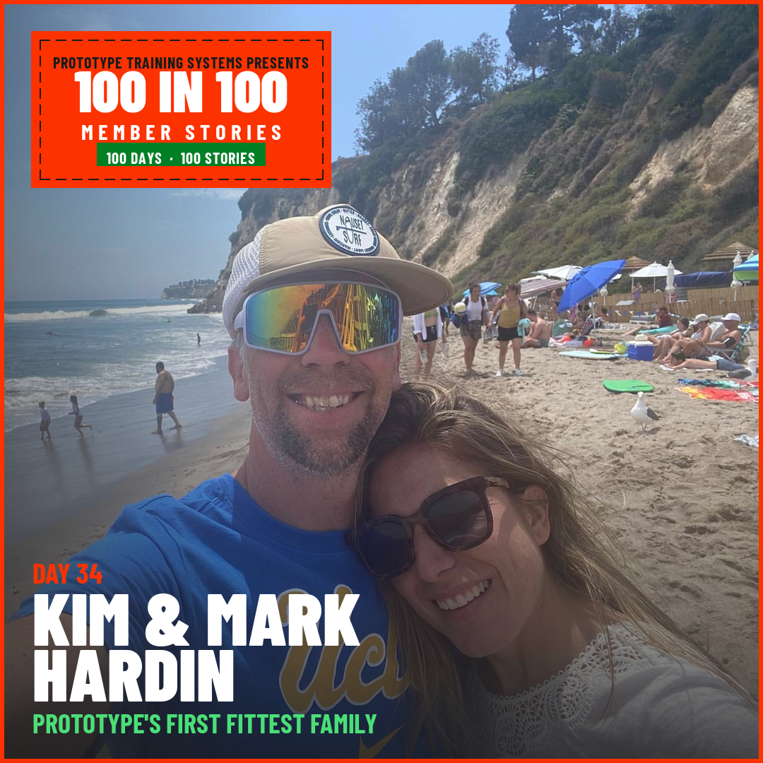 Kim and Mark Hardin smiling together at the beach on the Day 34