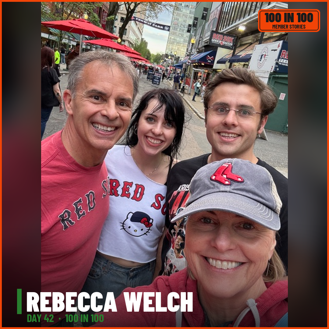 Rebecca Welch with her family at Fenway Park