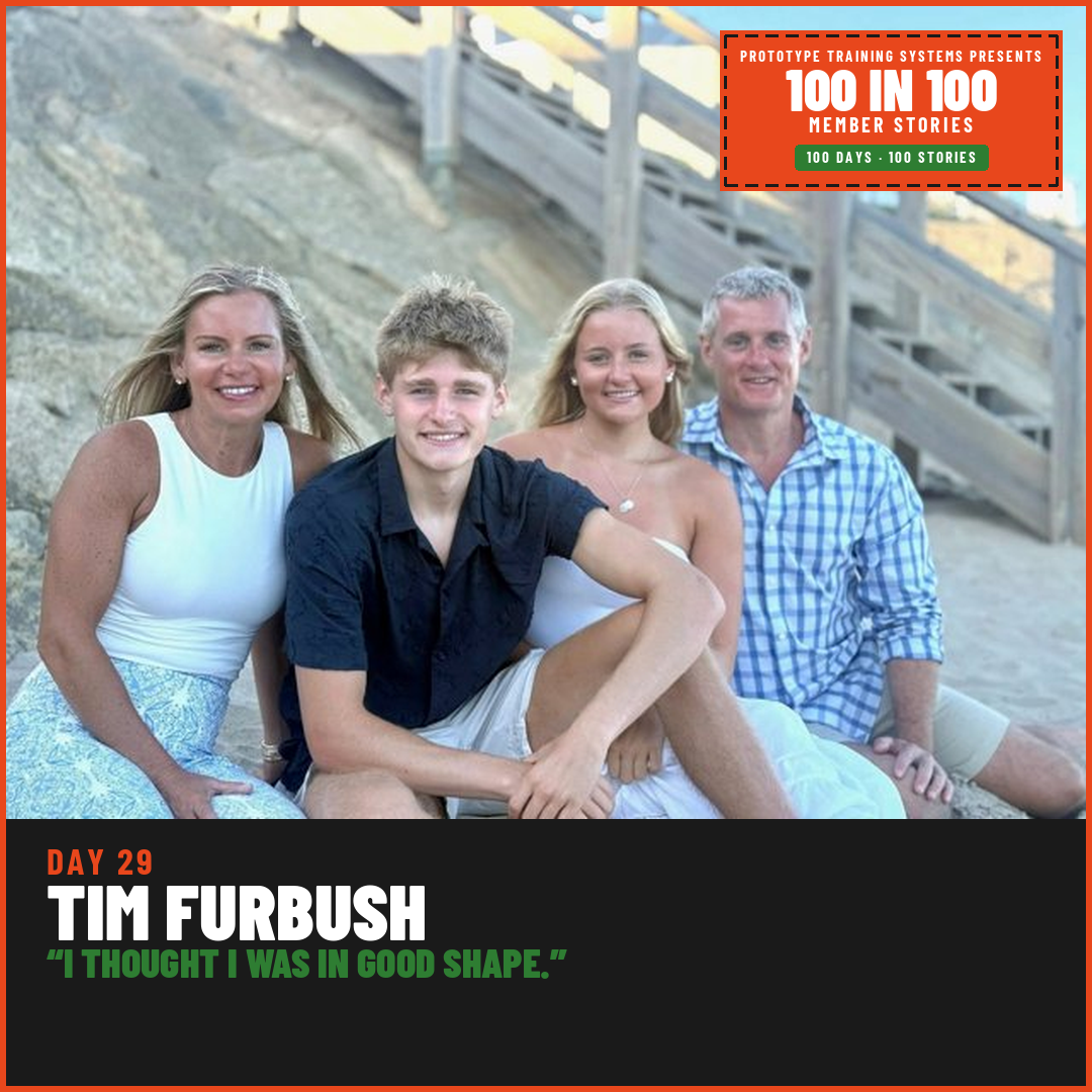 The Furbush family at the beach — Tim with his wife, his daughter, and his son