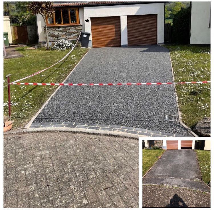 Before and after resin driveway transformation near Bishopston, in Bristol.