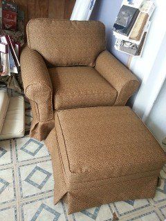 Brown Chair with Footstool