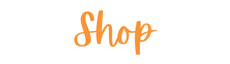 The word shop is written in orange on a white background.