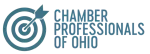 The logo for the chamber of professionals of ohio is a target with an arrow in it.