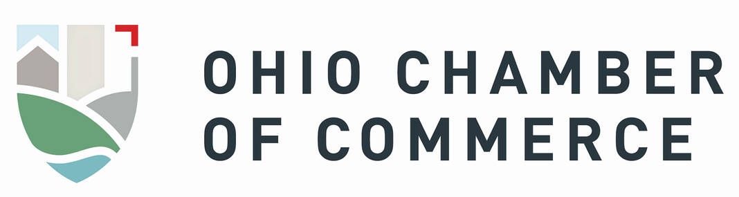 The logo for the ohio chamber of commerce has a shield on it.