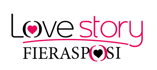 Un logo per una storia d'amore con un cuore al centro