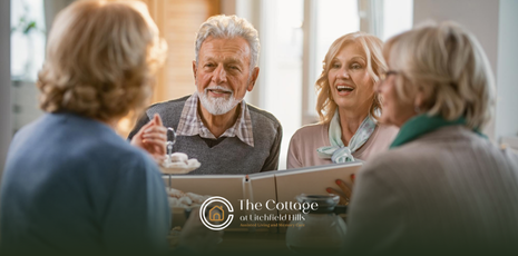 A group of dementia patients talking with each other