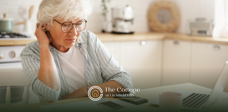 A senior managing her finances