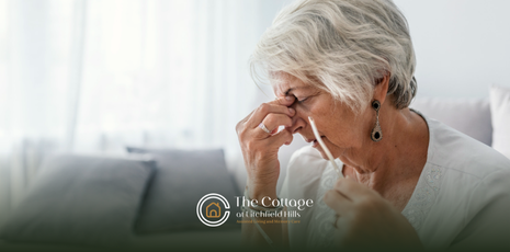 An elderly woman with dementia showing signs of behavioral changes