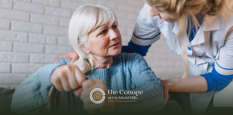 A caregiver is assisting a respite care patient