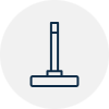 A dark blue cleaning mop on a white background.