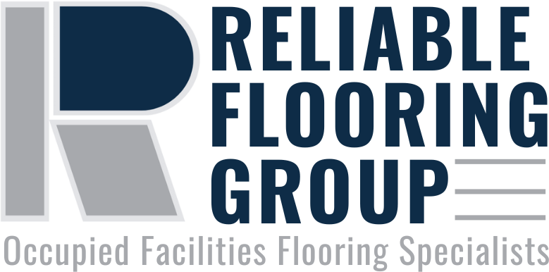 Logo for Reliable Flooring Group: a gray and blue 