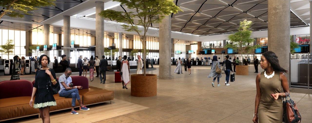 rendering of airport terminal design