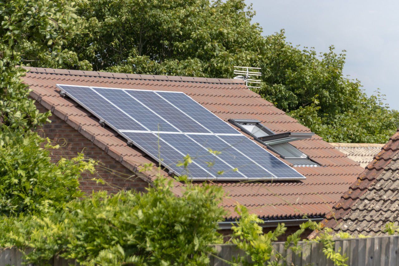solar panels on a tiled roof