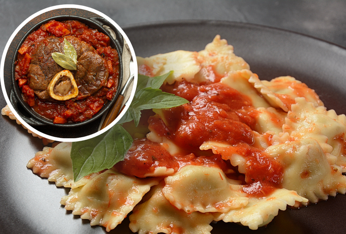 Ravioli de ossobuco com Molho Pomodoro Ravioli de ossobuco com Molho Pomodoro
