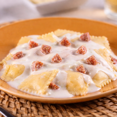 Ravioli de Peito de Peru Defumado com Figo