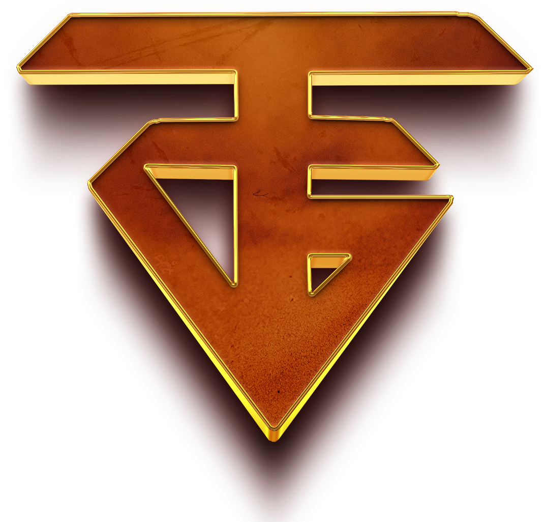 Gold and brown geometric logo: Diamond shape with 