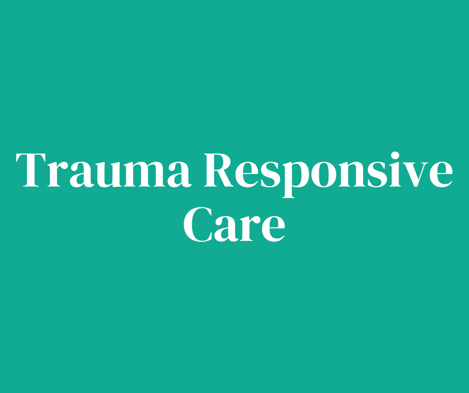 A green background with white text that says trauma responsive care in emergency departments toolkit