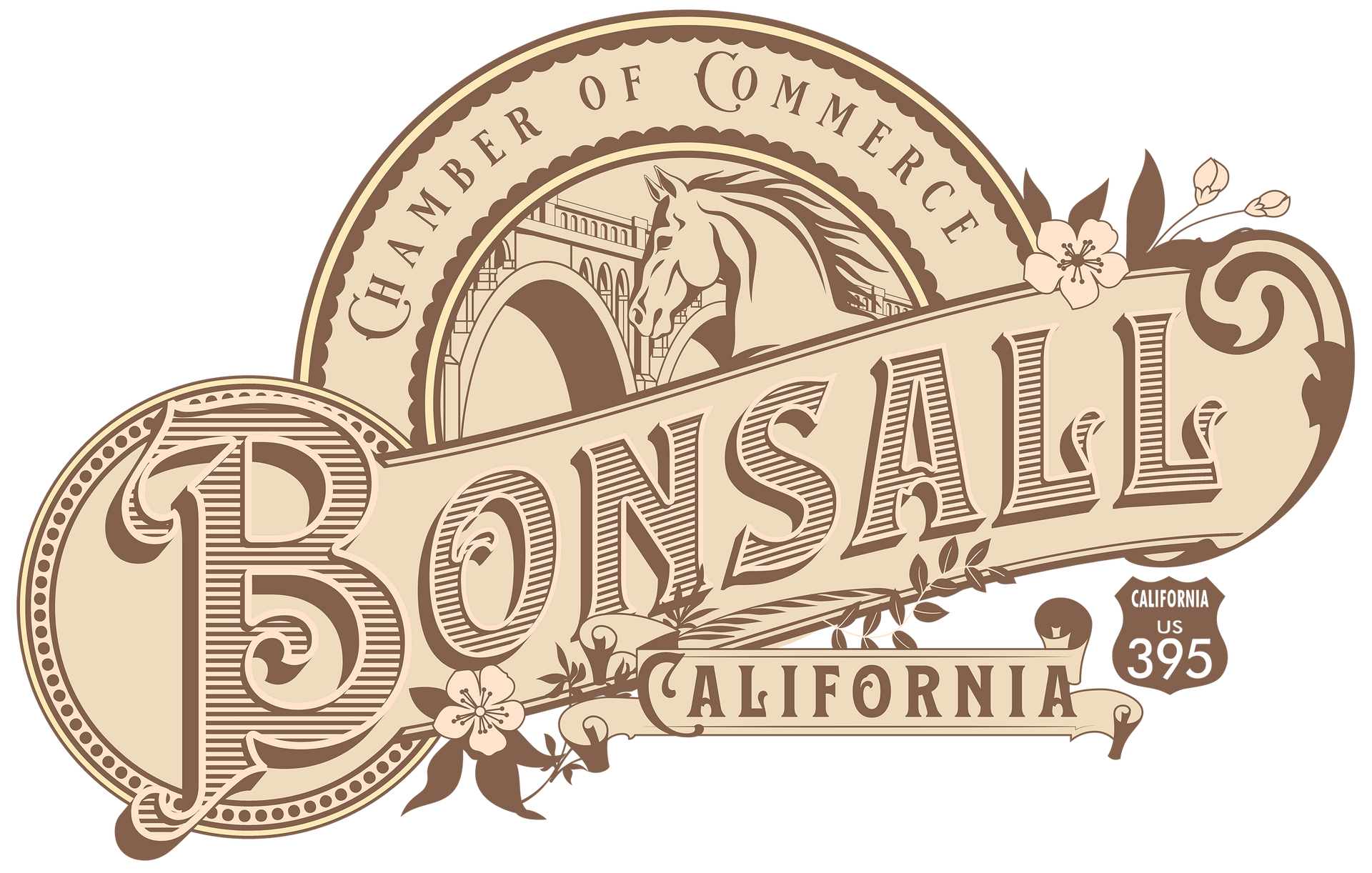 A logo for the chamber of commerce in bonsai california